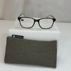 Women's Nature Walk Soft Square Reading Glasses Tortoise/Aqua + 2.25